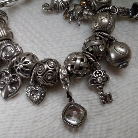 Brighton  charm bracelet loaded with 19 charms  beads 2 stoppers - Picture 3 of 14